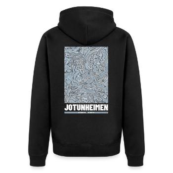 Jotunheimen | Map Topography Grunge - Unisex Premium Organic Zip Hoodie - black - Back - Nico (187cm)