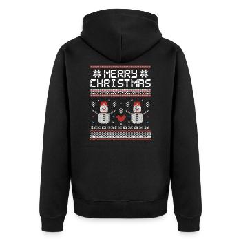 Couple Snowman paar Schneemann - Unisex Premium Bio Zip Hoodie - Schwarz - Hinten - Nico (187cm)