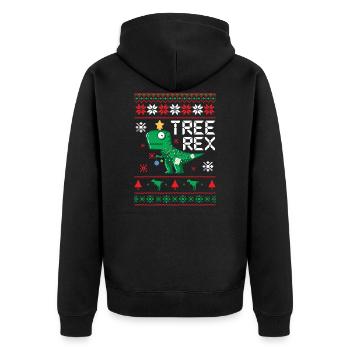 Tree Rex Baum Rex - Unisex Premium Bio Zip Hoodie - Schwarz - Hinten - Nico (187cm)