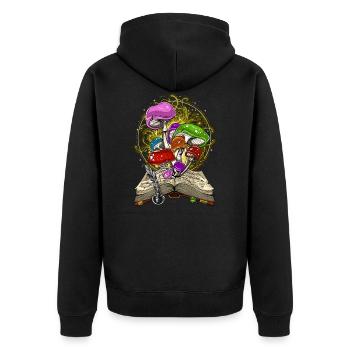 Magic Mushrooms Fungus - Unisex Premium Organic Zip Hoodie - black - Back - Nico (187cm)