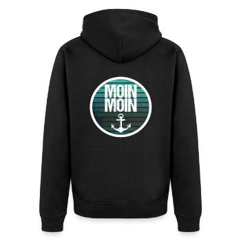 MOIN MOIN Hamburg Anker Elbe Baltic North North Vintage - Unisex Premium Organic Zip Hoodie - black - Back - Nico (187cm)