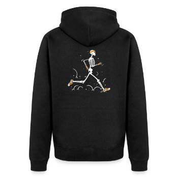 Skelett Läufer Stirnband - Unisex Premium Bio Zip Hoodie - Schwarz - Hinten - Nico (187cm)