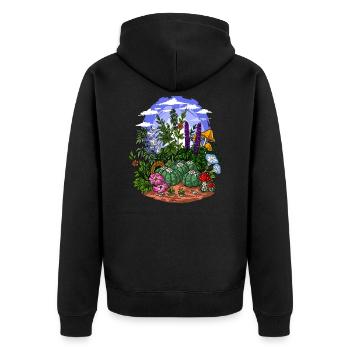 Psychedelic Nature Garden - Unisex Premium Organic Zip Hoodie - black - Back - Nico (187cm)