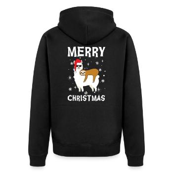 Lama & Sloth Xmas Lama & Sloth Noël - Veste à capuche bio Premium Unisexe - noir - Dos - Nico (187cm)