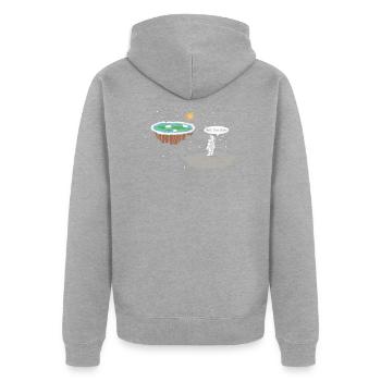 Mondlandung flache Erde Scheibe - Unisex Premium Bio Zip Hoodie - Grau meliert - Hinten - Nico (187cm)