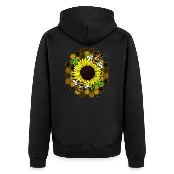 Hippie des abeilles de tournesol - Veste à capuche bio Premium Unisexe - noir - Dos - Nico (187cm)