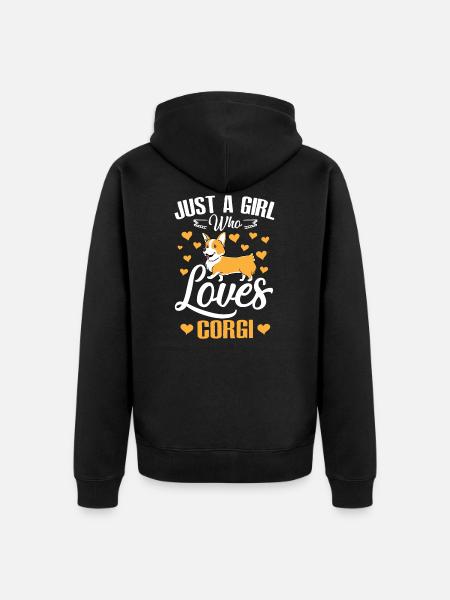 Love corgi - Unisex Premium Organic Zip Hoodie - black
