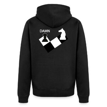 chess - Unisex Premium Organic Zip Hoodie - black - Back - Nico (187cm)