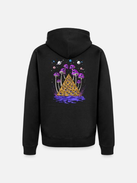 Psychedelic Egyptian Pyramid Psilocybin Mushrooms - Unisex Premium Organic Zip Hoodie - black