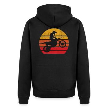Motocross - Unisex Premium Bio Zip Hoodie - Schwarz - Hinten - Nico (187cm)