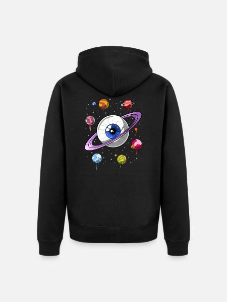 Psychedelic Cosmic Eye - Unisex Premium Organic Zip Hoodie - black