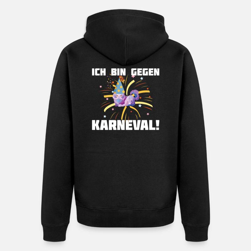 Ich bin gegen Karneval - Unisex Premium Bio Zip Hoodie - Schwarz