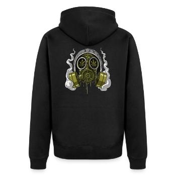 Weed Stoner Gasmaske - Unisex Premium Bio Zip Hoodie - Schwarz - Hinten - Nico (187cm)