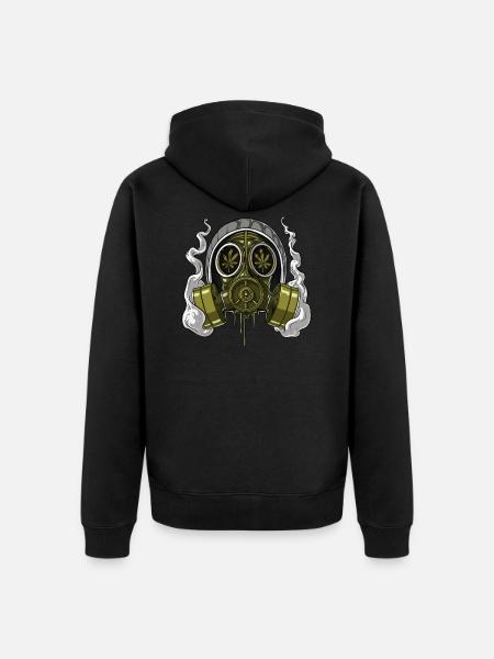 Weed Stoner Gas Mask - Unisex Premium Organic Zip Hoodie - black