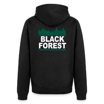 Black Forest Natur Wandern Hiking - Unisex Premium Bio Zip Hoodie - Schwarz - Hinten - Nico (187cm)