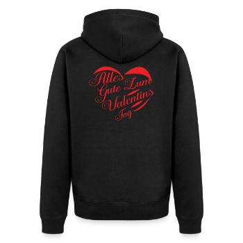 ALLES GUTE ZUM VALENTINSTAG - Unisex Premium Bio Zip Hoodie - Schwarz - Hinten - Nico (187cm)