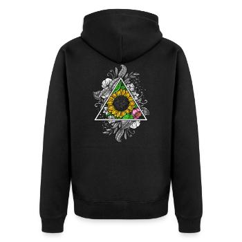 Sunflower Sacred Geometry - Unisex Premium Organic Zip Hoodie - black - Back - Nico (187cm)