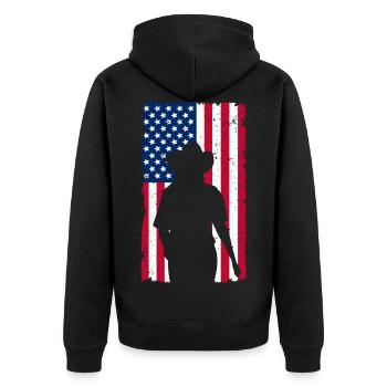 Linedance Flag - Unisex Premium Bio Zip Hoodie - Schwarz - Hinten - Nico (187cm)
