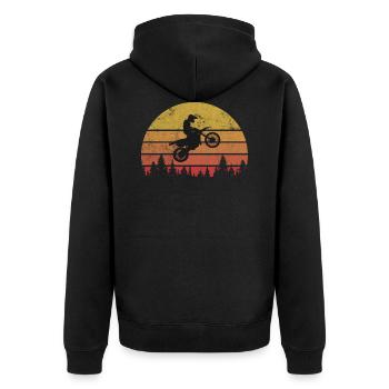 Motorcross Motorrad Jump - Unisex Premium Bio Zip Hoodie - Schwarz - Hinten - Nico (187cm)