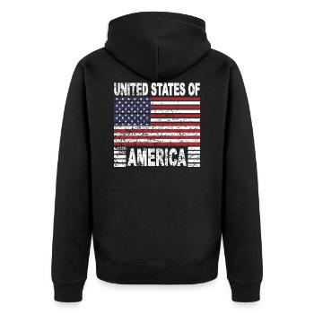 USA flag America - Unisex Premium Organic Zip Hoodie - black - Back - Nico (187cm)