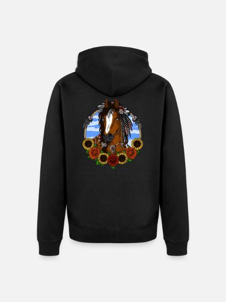 Pferd Hippie - Unisex Premium Bio Zip Hoodie - Schwarz