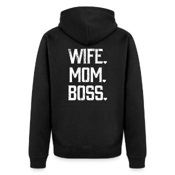 Femme mère patron - Veste à capuche bio Premium Unisexe - noir - Dos - Nico (187cm)