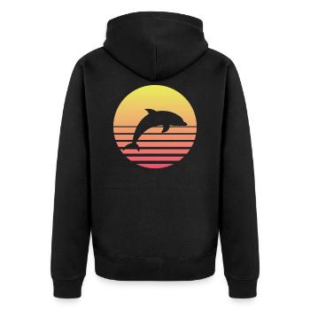 dolphins - Unisex Premium Organic Zip Hoodie - black - Back - Nico (187cm)