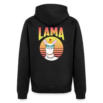 Lama im Sommer - Unisex Premium Bio Zip Hoodie - Schwarz - Hinten - Nico (187cm)