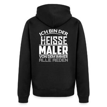 BIN DER MALER - Unisex Premium Bio Zip Hoodie - Schwarz - Hinten - Nico (187cm)