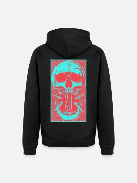Trippy Skull - Unisex Premium Organic Zip Hoodie - black