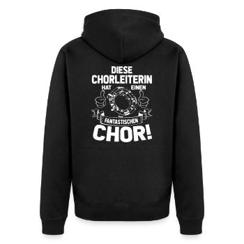 diese chorleiterin hat einen fantastischen chor! - Unisex Premium Bio Zip Hoodie - Schwarz - Hinten - Nico (187cm)