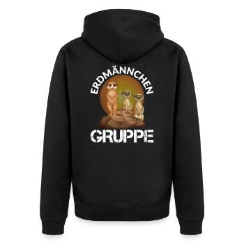 ERDMÄNNCHEN GRUPPE - Unisex Premium Bio Zip Hoodie - Schwarz - Hinten - Nico (187cm)