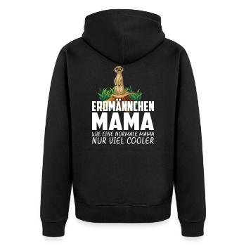 ERDMÄNNCHEN MAMA - Unisex Premium Bio Zip Hoodie - Schwarz - Hinten - Nico (187cm)