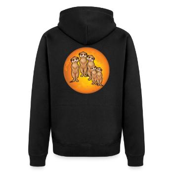 The meerkat family - Unisex Premium Organic Zip Hoodie - black - Back - Nico (187cm)