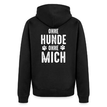 OHNE HUNDE OHNE MICH - Unisex Premium Bio Zip Hoodie - Schwarz - Hinten - Nico (187cm)