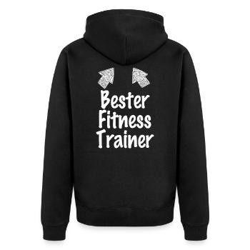 Best Fitness Trainer - Unisex Premium Organic Zip Hoodie - black - Back - Nico (187cm)