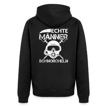 ECHTE MÄNNER SCHNORCHELN - Unisex Premium Bio Zip Hoodie - Schwarz - Hinten - Nico (187cm)