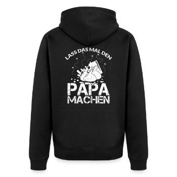 LASS DAS MAL DEN PAPA MACHEN - Unisex Premium Bio Zip Hoodie - Schwarz - Hinten - Nico (187cm)