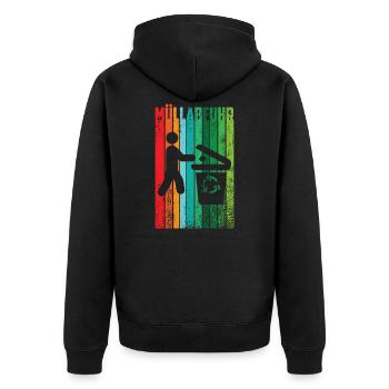 MÜLLABFUHR - Unisex Premium Bio Zip Hoodie - Schwarz - Hinten - Nico (187cm)