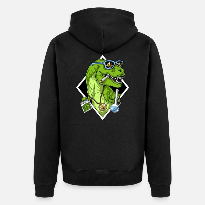 T Rex Dinosaurier Unkraut - Unisex Premium Bio Zip Hoodie - Schwarz