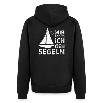 Mir Reichts Ich geh Segeln - Segeln - Unisex Premium Bio Zip Hoodie - Schwarz - Hinten - Nico (187cm)