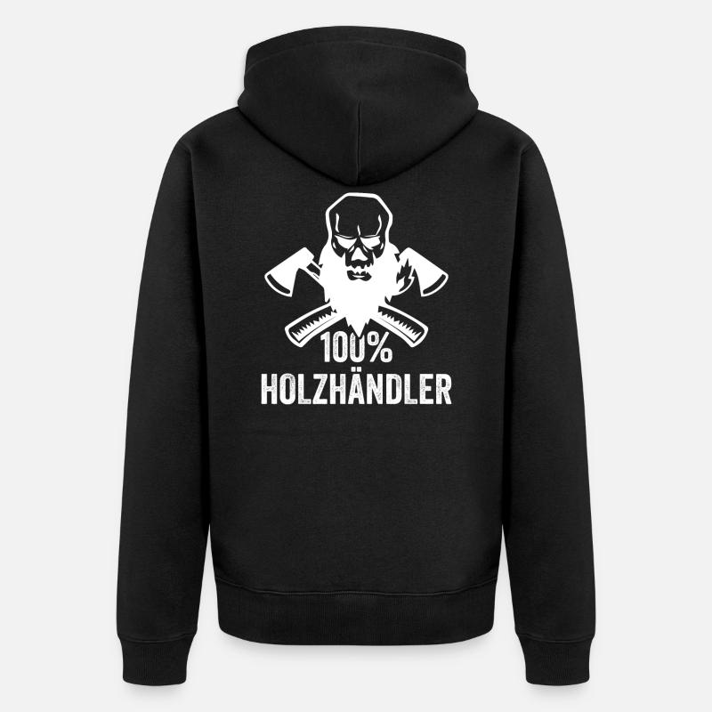 100% HOLZHÄNDLER - Unisex Premium Bio Zip Hoodie - Schwarz