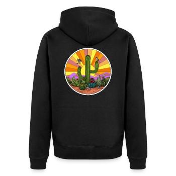 Hippie-Kaktus-Wüste - Unisex Premium Bio Zip Hoodie - Schwarz - Hinten - Nico (187cm)