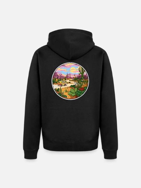 Hippie Cactus Desert Trip - Unisex Premium Organic Zip Hoodie - black