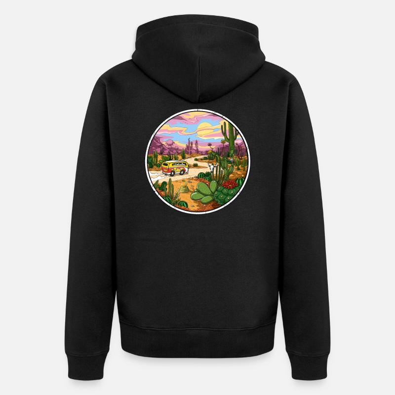 Hippie Cactus Desert Trip - Veste à capuche bio Premium Unisexe - noir