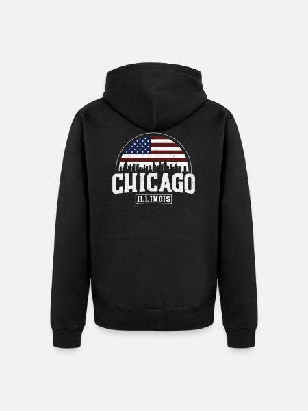 Chicago Skyline - Unisex Premium Bio Zip Hoodie - Schwarz