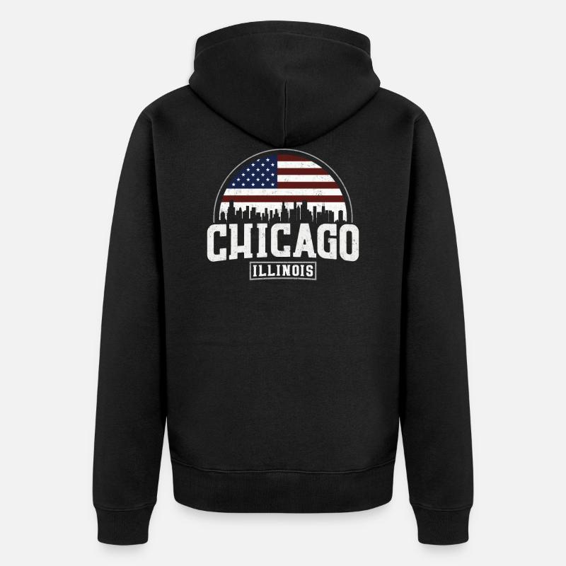 Chicago Skyline - Unisex Premium Bio Zip Hoodie - Schwarz