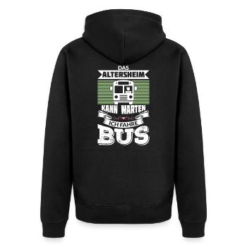 DAS ALTERSHEIM KANN WARTEN ICH FAHRE BUS - Unisex Premium Bio Zip Hoodie - Schwarz - Hinten - Nico (187cm)