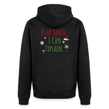 Dear Santa I Can Explain - Unisex Premium Bio Zip Hoodie - Schwarz - Hinten - Nico (187cm)