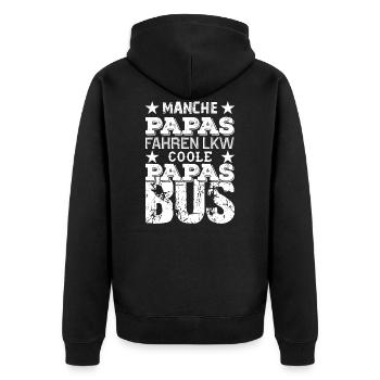 COOLE PAPAS FAHREN BUS - Unisex Premium Bio Zip Hoodie - Schwarz - Hinten - Nico (187cm)